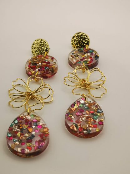 Pendientes de flamenca personalizados hechos con vidrios de colores artesanalmente