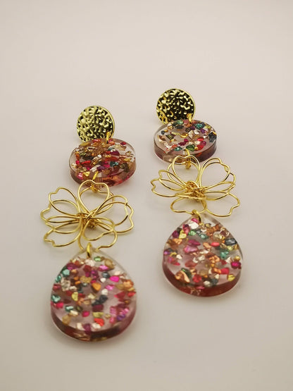 Pendientes de flamenca personalizados hechos con vidrios de colores artesanalmente