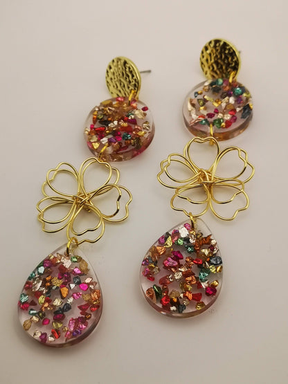 Pendientes de flamenca personalizados hechos con vidrios de colores artesanalmente