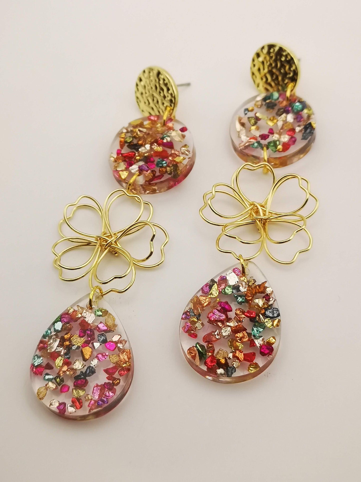 Pendientes de flamenca personalizados hechos con vidrios de colores artesanalmente