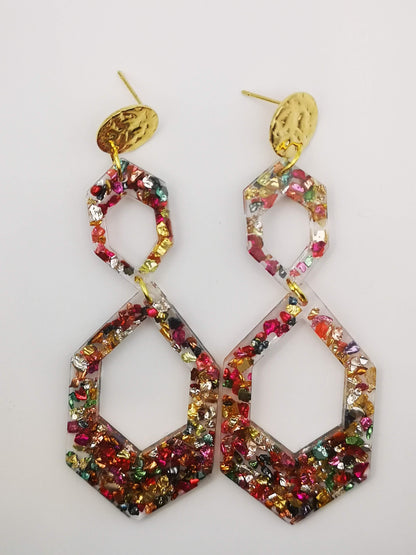 Pendientes de flamenca personalizados hechos con vidrios de colores artesanalmente