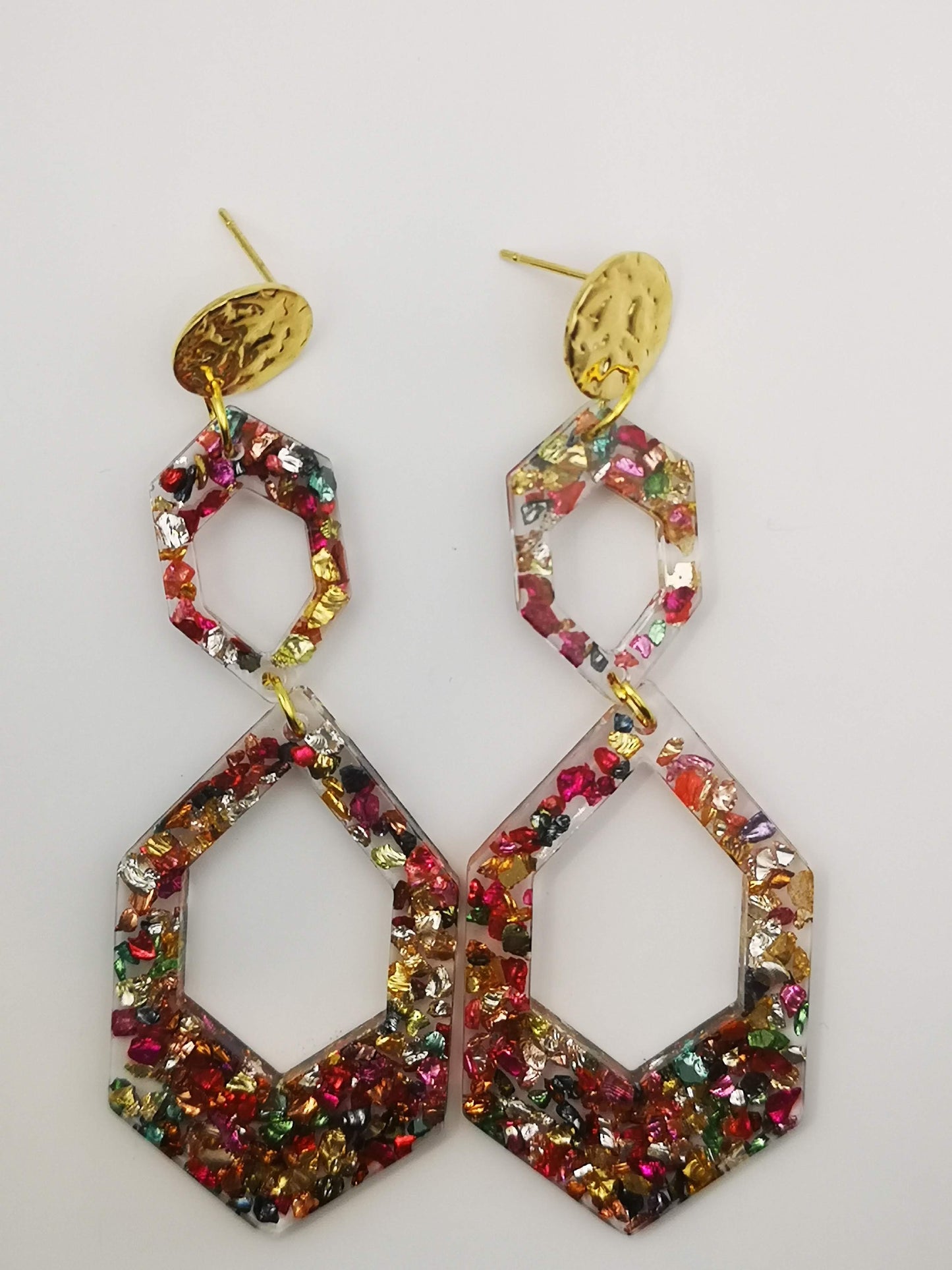 Pendientes de flamenca personalizados hechos con vidrios de colores artesanalmente