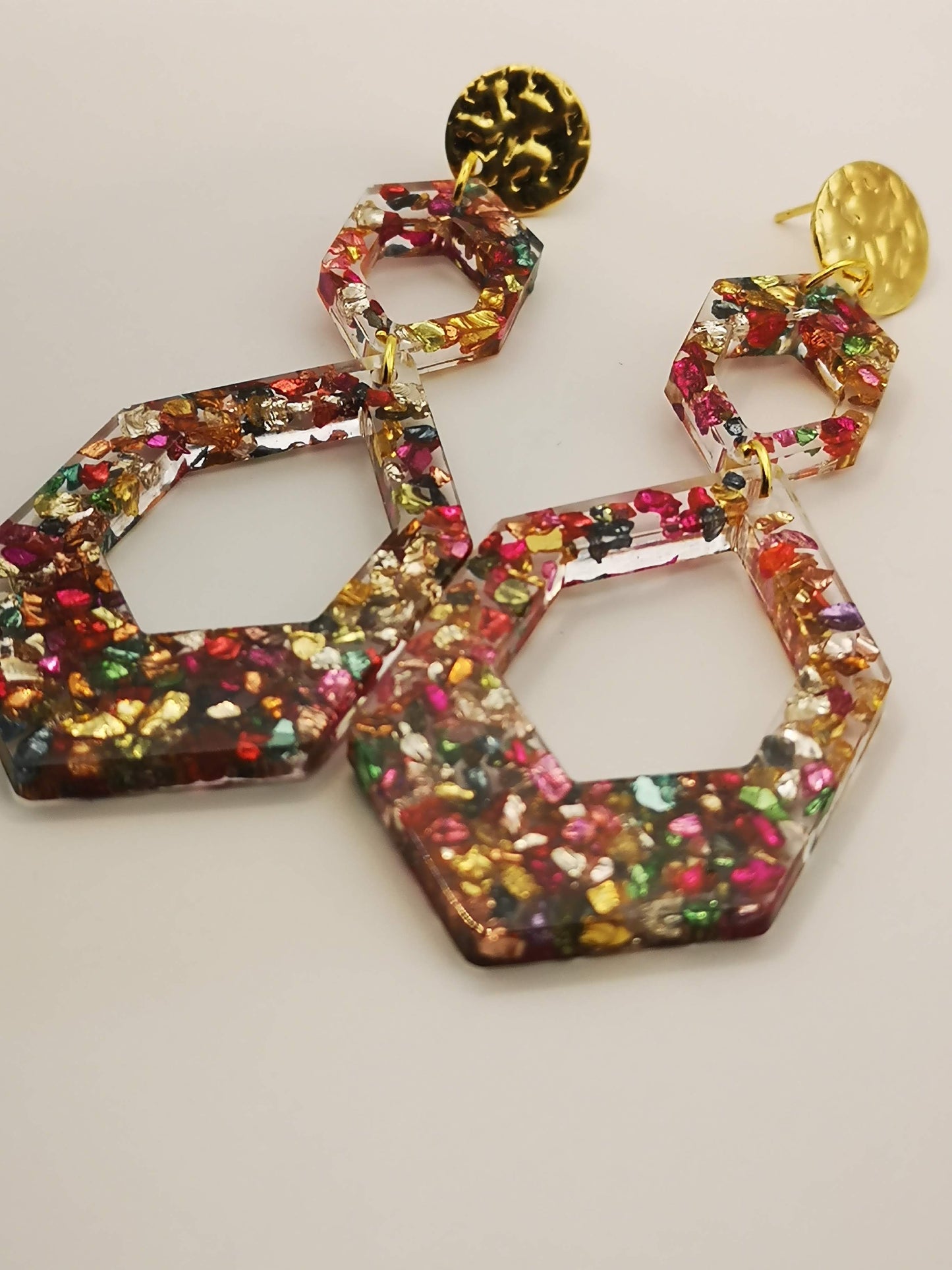 Pendientes de flamenca personalizados hechos con vidrios de colores artesanalmente