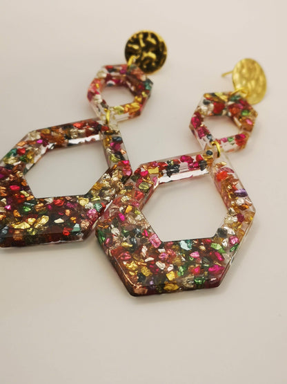 Pendientes de flamenca personalizados hechos con vidrios de colores artesanalmente